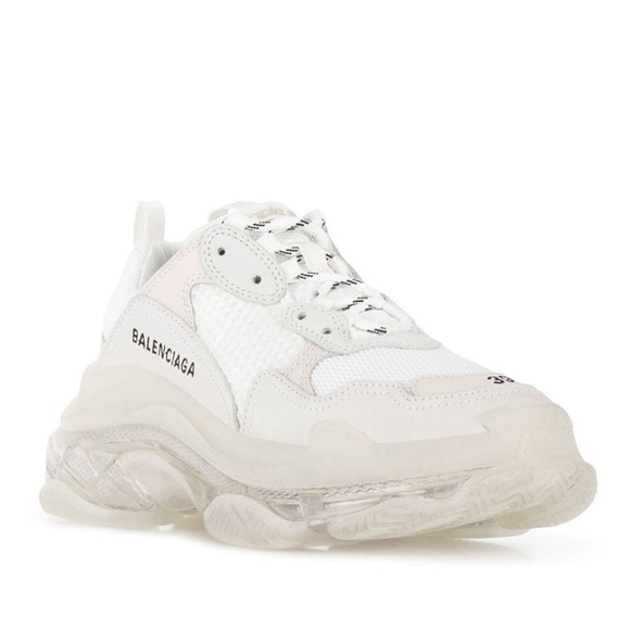 Balenciaga Shoes - Auth Balenciaga Triple S Clear Sole Logo Embroidered Sneakers